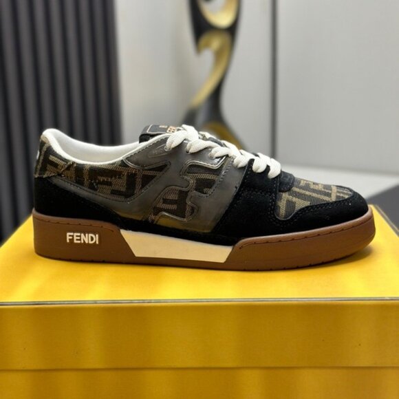 Fendi Match Jacquard & Suede Sneaker, Brown - Picture 6 of 9